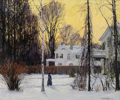 Stroll in Winter's Twilight by John Haapanen - Auction record, sale price, and art valuation. Compare with similar artists and explore comparable artworks.