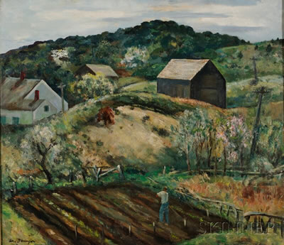 North Truro Farm Scene with Houses by Helen Sawyer - Auction record, sale price, and art valuation. Compare with similar artists and explore comparable artworks.