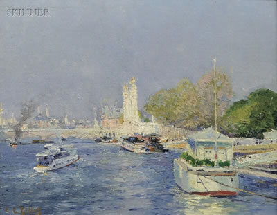 View of Boats Along the Seine