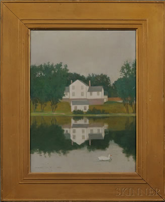 Reflection of a Home Beside Still Water