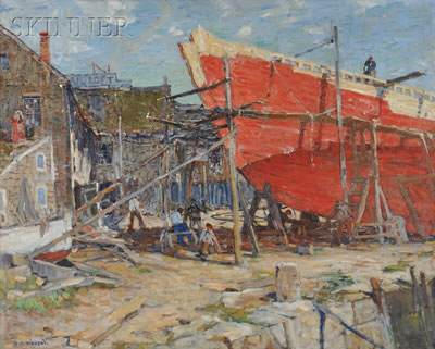 View of Shipbuilders and a Commercial Sail Loft, Probably Rockport, Massachusetts