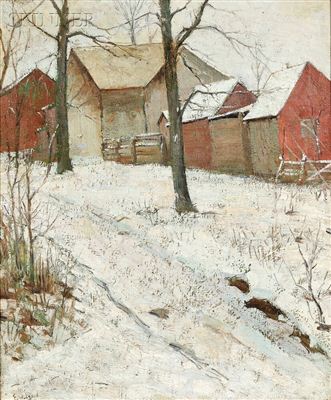 Sample artwork by Frank Loven (1868 - 1951), known for landscape painting, illustration, lithography - View similar artists and auction records