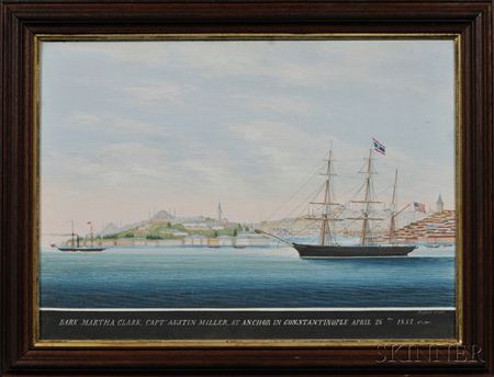 Bark Martha Clark, Capt. Austin Miller, at Anchor in Constantinople April 2, 1852.