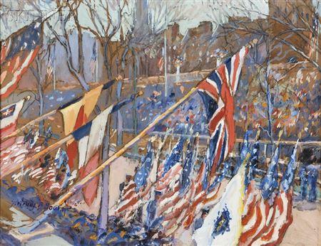 Flag Day Parade by Gertrude Bourne - Auction record, sale price, and art valuation. Compare with similar artists and explore comparable artworks.