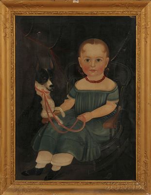 Portrait of Young Girl Seated in a Rocking Chair with Her Dog. by Sturtevant J Hamblen - Auction record, sale price, and art valuation. Compare with similar artists and explore comparable artworks.
