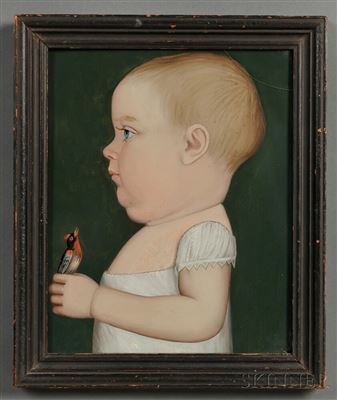 Portrait of George Brackett of Randolph, Vermont, Age 11 Months, Holding a Bird by Benjamin Greenleaf - Auction record, sale price, and art valuation. Compare with similar artists and explore comparable artworks.