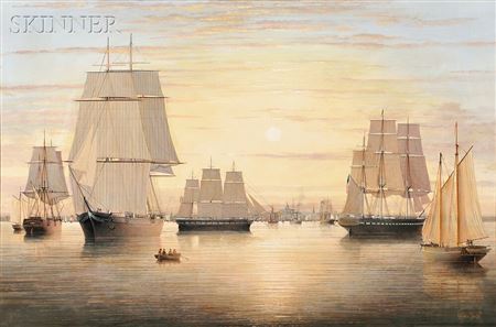 Sailing Ships in Boston Harbor by Brian Coole - Auction record, sale price, and art valuation. Compare with similar artists and explore comparable artworks.