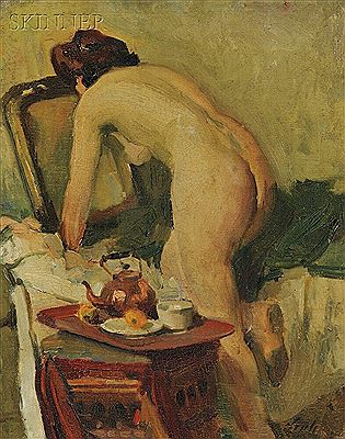 Two Works: Portrait of Nude at Her Vanity and Portrait of a Peasant Woman