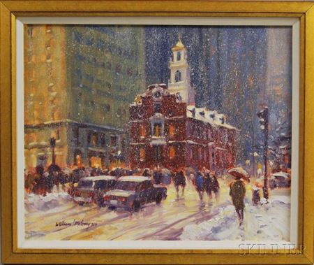 Snow at Dusk, Old State House, Boston.