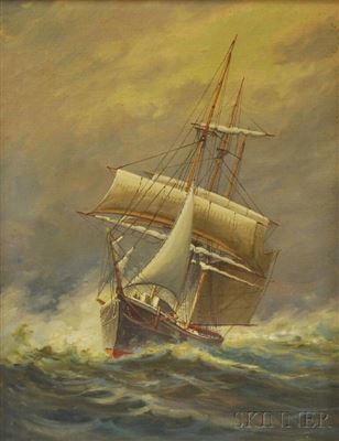 Portrait of a Sailing Ship in Stormy Seas