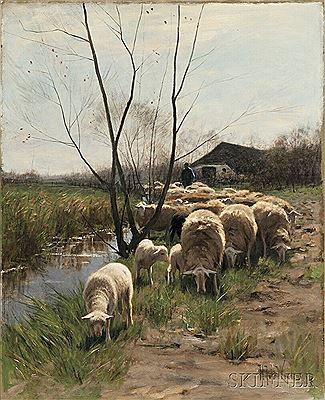 Shepherd with a Flock of Sheep