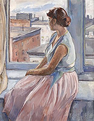 Girl at the Window by Tosca (Barteau) Olinsky - Auction record, sale price, and art valuation. Compare with similar artists and explore comparable artworks.