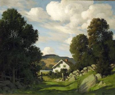 Sample artwork by Bertram George Bruestle (1906 - 1968), known for landscape, wildlife paintings, medical illustrations - View similar artists and auction records