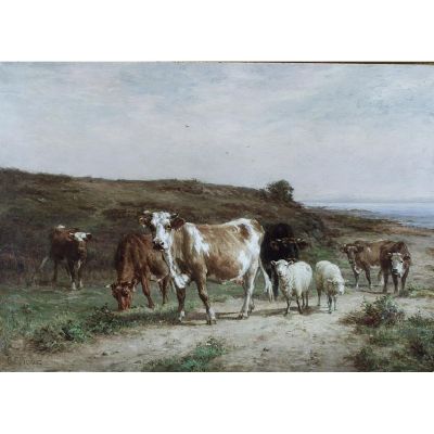 Sample artwork by Charles Franklin Pierce (1844 - 1920), known for pastoral landscape, town views - View similar artists and auction records