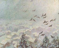 Blackbirds and Falling Snow