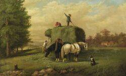 Sample artwork by George Riecke (1848 - 1930), known for farm animal, rural landscape - View similar artists and auction records