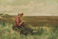 Young Woman Mending
