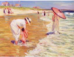 Sample artwork by Brian A Becken (Born 1949), known for beach scene figure and genre - View similar artists and auction records