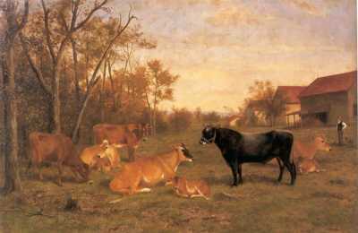Farm Scene with Cows