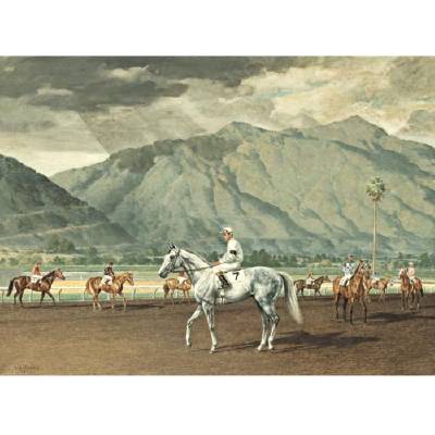 Miche at the Start of the Santa Anita Handicap, 1952 by Milton Menasco - Auction record, sale price, and art valuation. Compare with similar artists and explore comparable artworks.