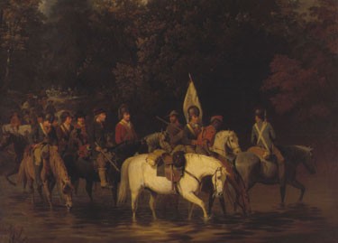 Revolutionary Militia Crossing a River by William Tylee Ranney - Auction record, sale price, and art valuation. Compare with similar artists and explore comparable artworks.