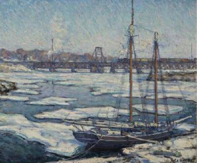 Schooner in the Ice, View from the Bush-Holley House, Cos Cob, Connecticut