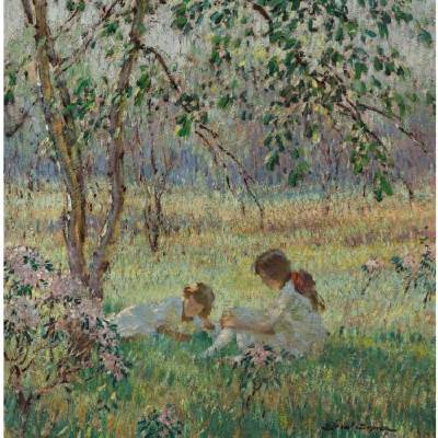 A Morning in June by Edward Dufner - Auction record, sale price, and art valuation. Compare with similar artists and explore comparable artworks.