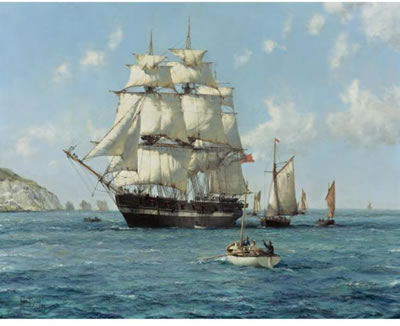 THE ARRIVAL, THE THETIS by Montague J Dawson - Auction record, sale price, and art valuation. Compare with similar artists and explore comparable artworks.