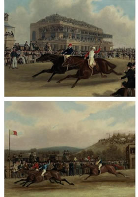 PRIAM BEATING RETRIEVER AT DONCASTER; CAPTAIN BEECHER ON VIVIAN WINNING THE HUNTERS' STAKES (A PAIR)