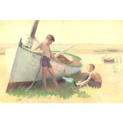 Two Boys by a Boat-Near Cape May