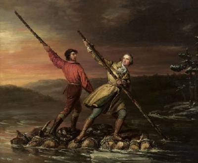 George Washington and Christopher Gist on the Allegheny Rive