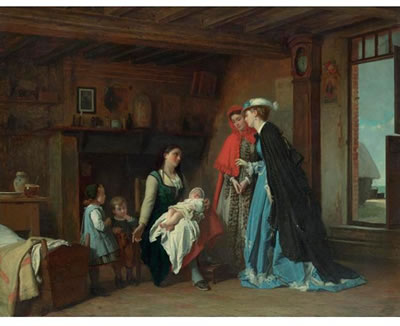 LA VISITE DE LA NOURRICE by Charles-Louis Baugniet - Auction record, sale price, and art valuation. Compare with similar artists and explore comparable artworks.
