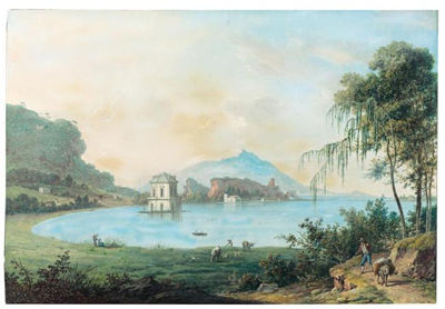 VIEW OF LAKE FUSARO, WITH THE CASINA VANVITELLIANA