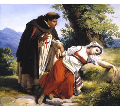 A YOUNG MONK WAKING A ROMAN PEASANT GIRL by Leopold-Louis Robert - Auction record, sale price, and art valuation. Compare with similar artists and explore comparable artworks.