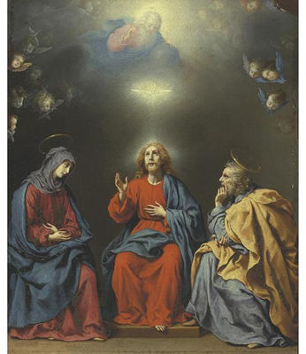 THE HOLY FAMILY WITH GOD THE FATHER AND THE HOLY SPIRIT ABOVE: A SACRA CONVERSAZIONE