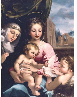 THE MADONNA AND CHILD WITH THE INFANT SAINT JOHN THE BAPTIST AND SAINT CATHERINE OF SIENA