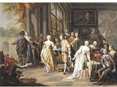 ELEGANT COMPANY IN AN INTERIOR