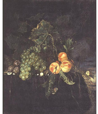 STILL LIFE WITH PEACHES, GRAPES ON A DRAPED LEDGE WITH A SNAIL AND BUTTERFLY by Nicolaes Lachtropius - Auction record, sale price, and art valuation. Compare with similar artists and explore comparable artworks.