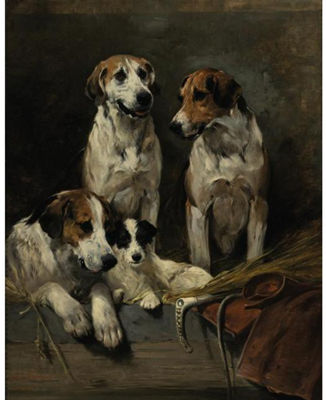 THREE HOUNDS WITH A TERRIER