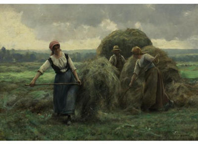 PEASANTS STACKING HAY