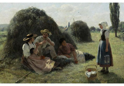 Sample artwork by Hans Bachmann (1852 - 1917), known for landscape and village scene painting - View similar artists and auction records