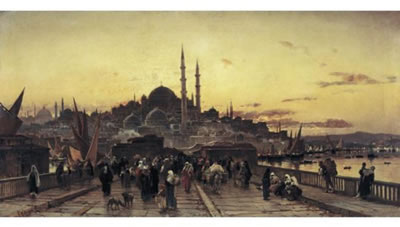 THE GALATA BRIDGE AND THE YENI VALIDE DJAMI, CONSTANTINOPLE
