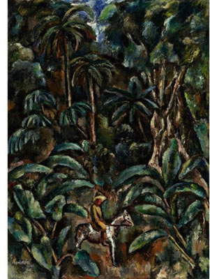 PAISAJE DE LA HACIENDA "LA JOSEFINA" CON MONTUBIO A CABALLO