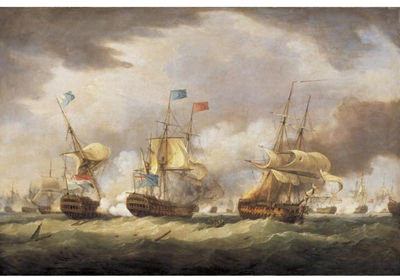 THE BATTLE OF CAMPERDOWN by Thomas Whitcombe - Auction record, sale price, and art valuation. Compare with similar artists and explore comparable artworks.