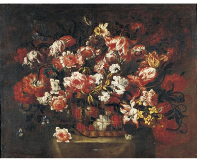 STILL LIFE OF FLOWERS IN A BASKET