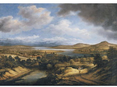 A PANORAMIC RIVER LANDSCAPE