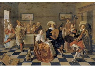 MERRY COMPANY IN AN INTERIOR