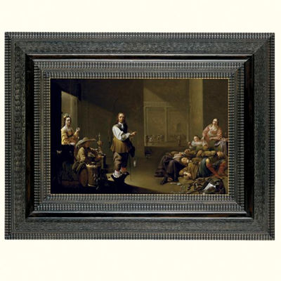 A GUARDROOM INTERIOR WITH SLEEPING SOLDIERS