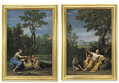 PASTORAL SCENE WITH A MAIDEN OFFERING CHERRIES TO A CHILD; PASTORAL SCENE WITH A YOUNG MOTHER, FROLICKING CHILDREN AND A GOAT (Pair) by Marcantonio Franceschini - Auction record, sale price, and art valuation. Compare with similar artists and explore comparable artworks.