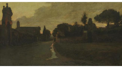 AN ITALIAN VILLAGE AT DUSK